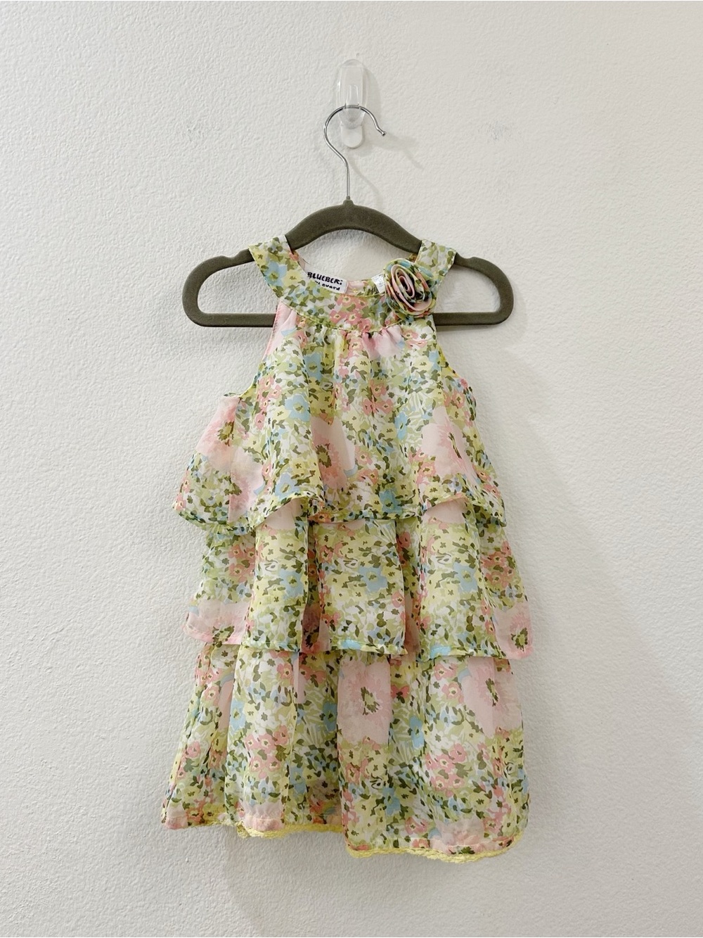 Blueberiโ Boulevard Girls' Floral Chiffon Sleeveless Tiered Dress Size 2T